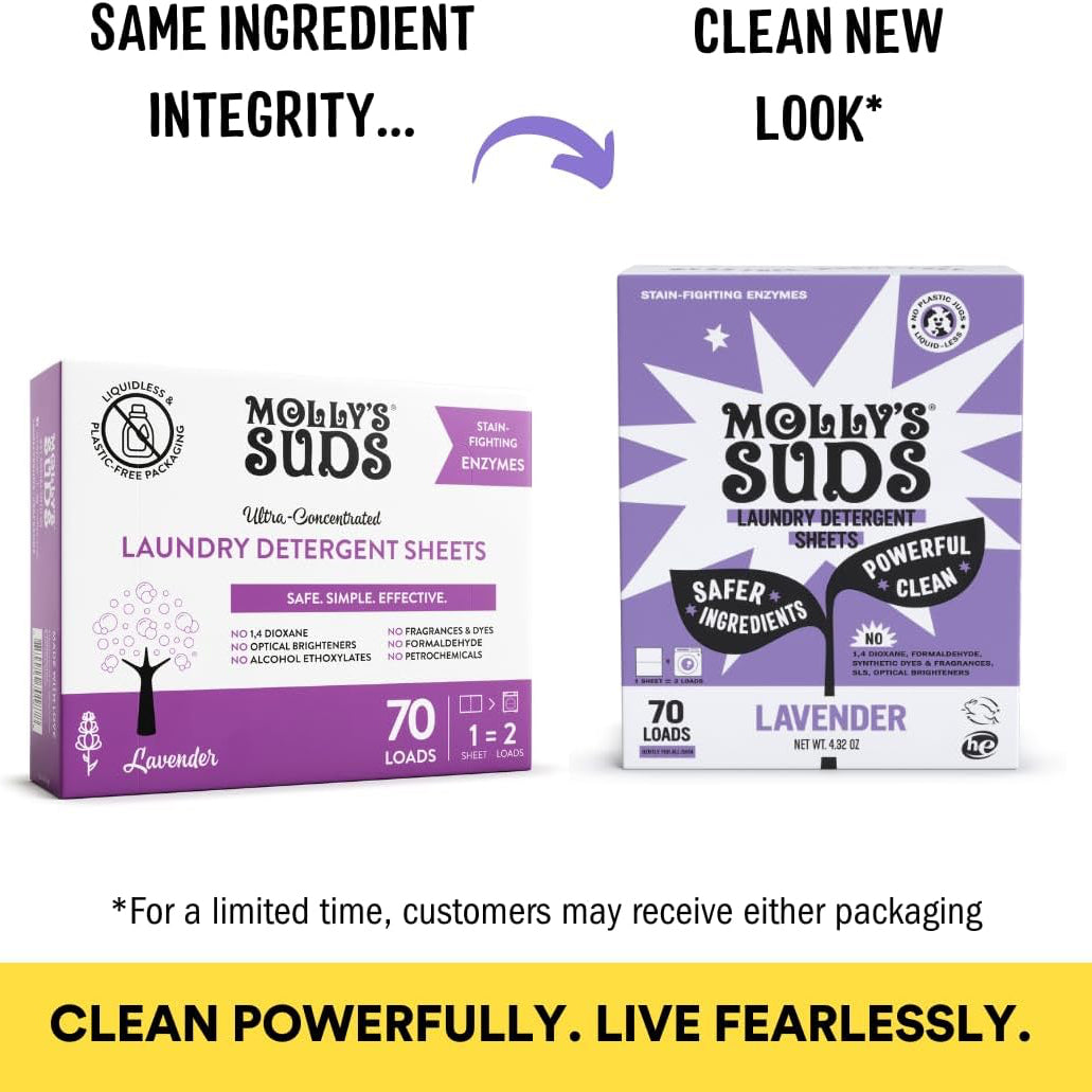 New packaging for same laundry detergent sheets - powerful clean in every sheets