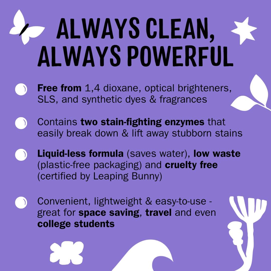 Molly’s Suds Laundry Detergent Sheets, product benefits promising low-waste and cruelty free liquidless formula
