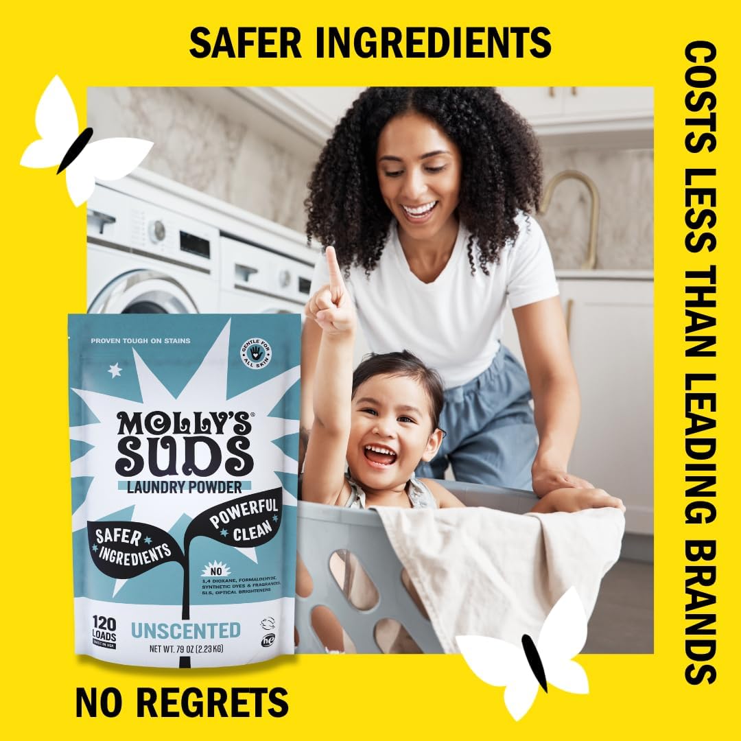 Molly’s Suds Original Laundry Detergent Powder made with safer ingredients - costs less than leading brands