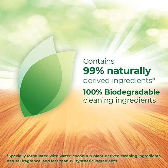 Murphy multi-use wood cleaner spray contains 99% naturally derived ingredients and 100% biodegradable cleaning ingredients. 