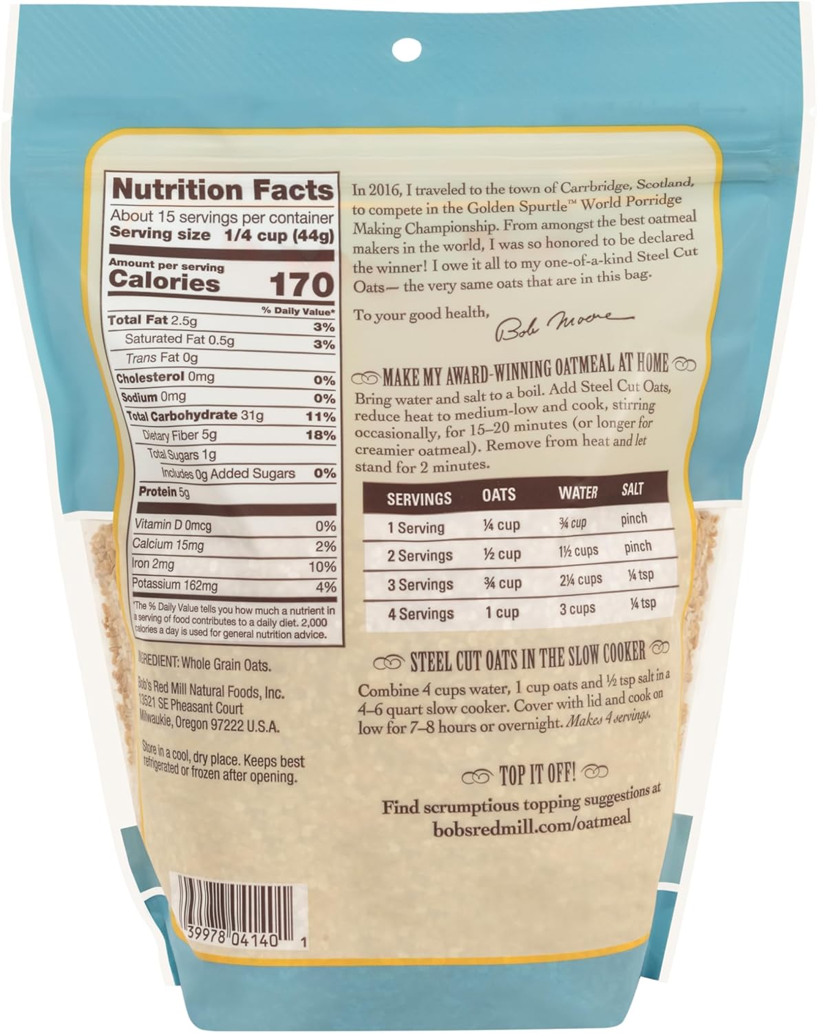 Bobs Red Mill Steel Cut Oats | 680 g