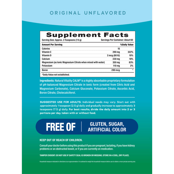 Natural Vitality Natural Calm + Calcium | Unflavoured | 454 g