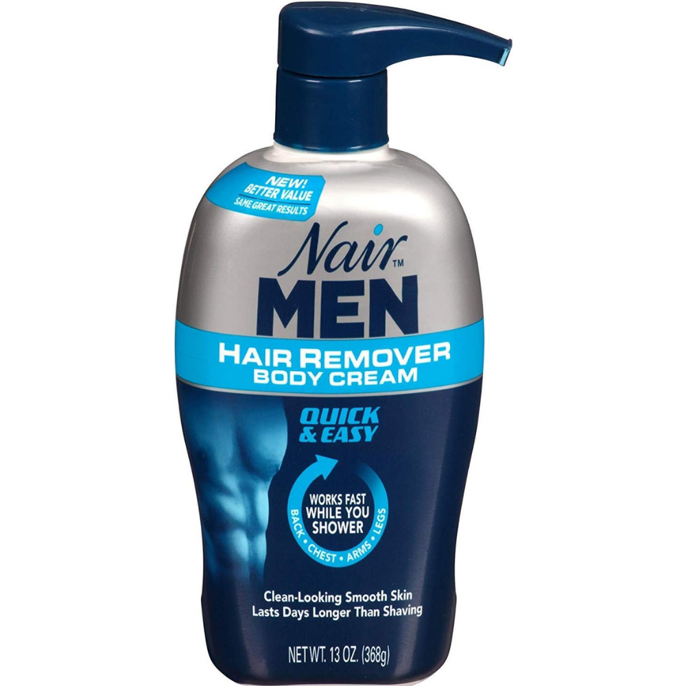 Nair men hair remover body cream for clean looking smooth skin that lasts longer than shaving - 13oz bottle