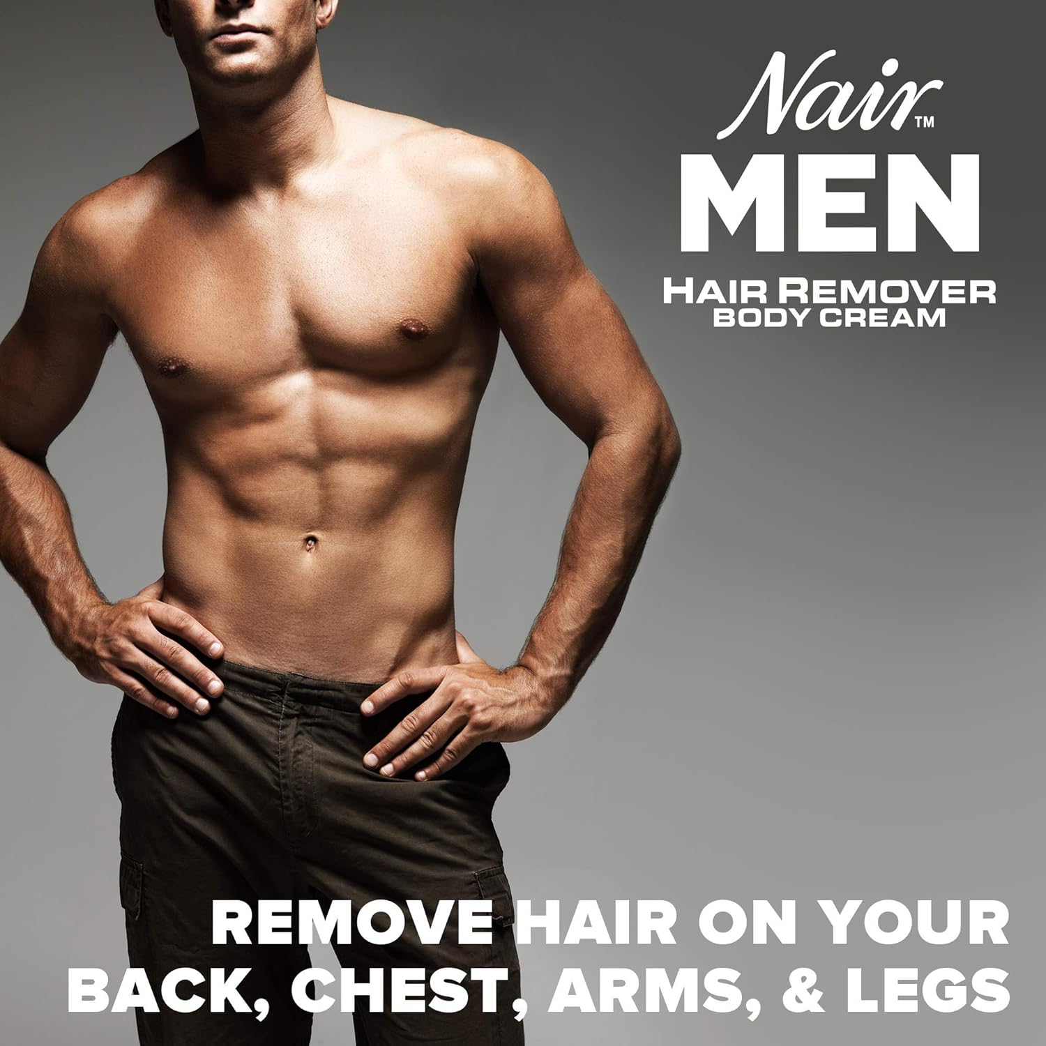 Nair men hair remover body cream to remove chest hair, back hair arm hair and leg hair. 