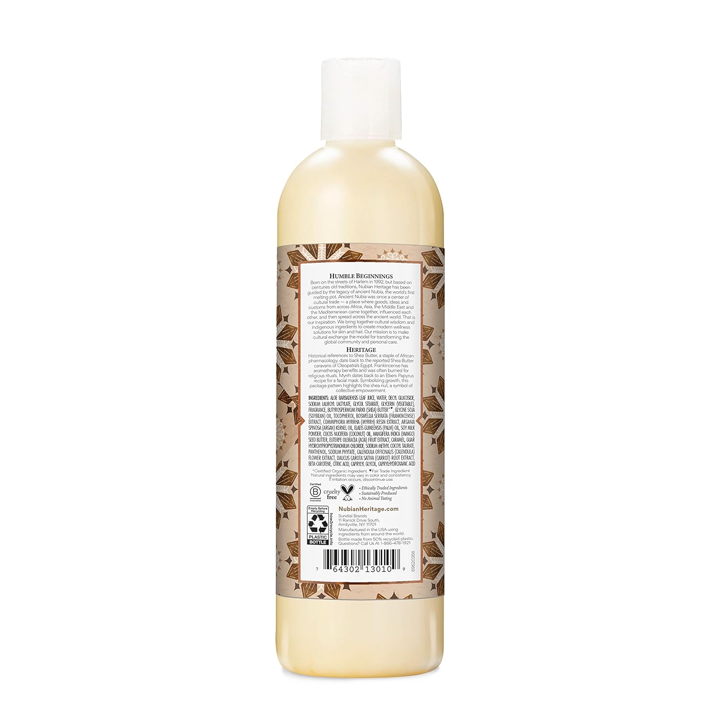 Back of Nubian Heritage body wash in raw shea and myrr