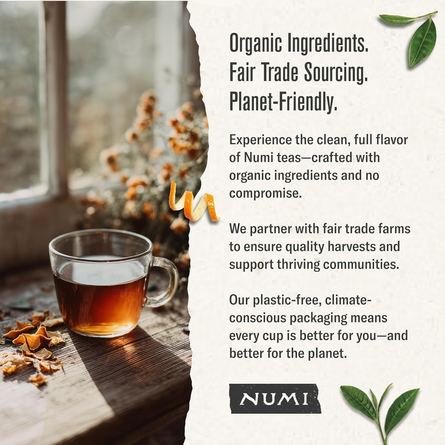Numi organic earl grey tea contains full flavour crafted with organic ingredients and climate conscious. 