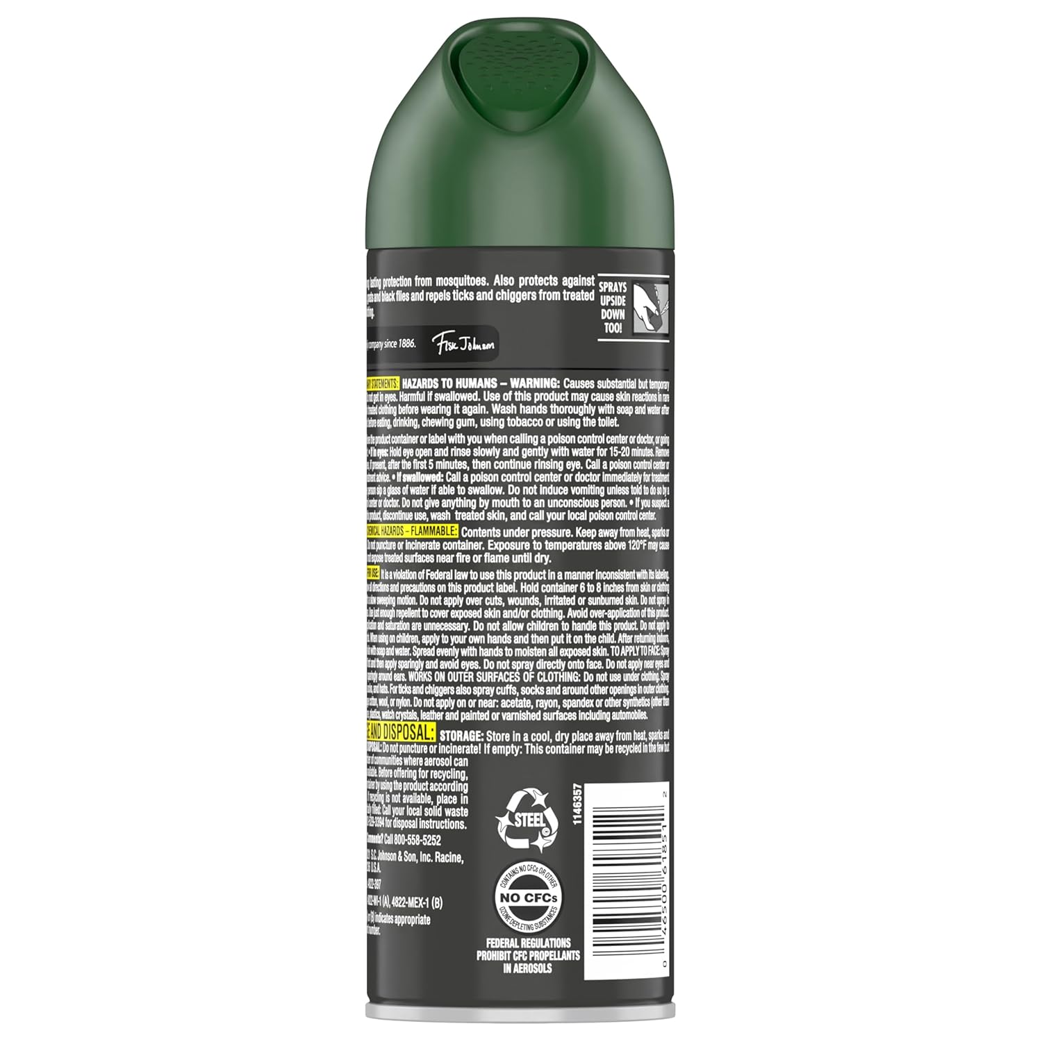 OFF! Sportsmen deep Woods insect repellent spray with warnings and so on. 
