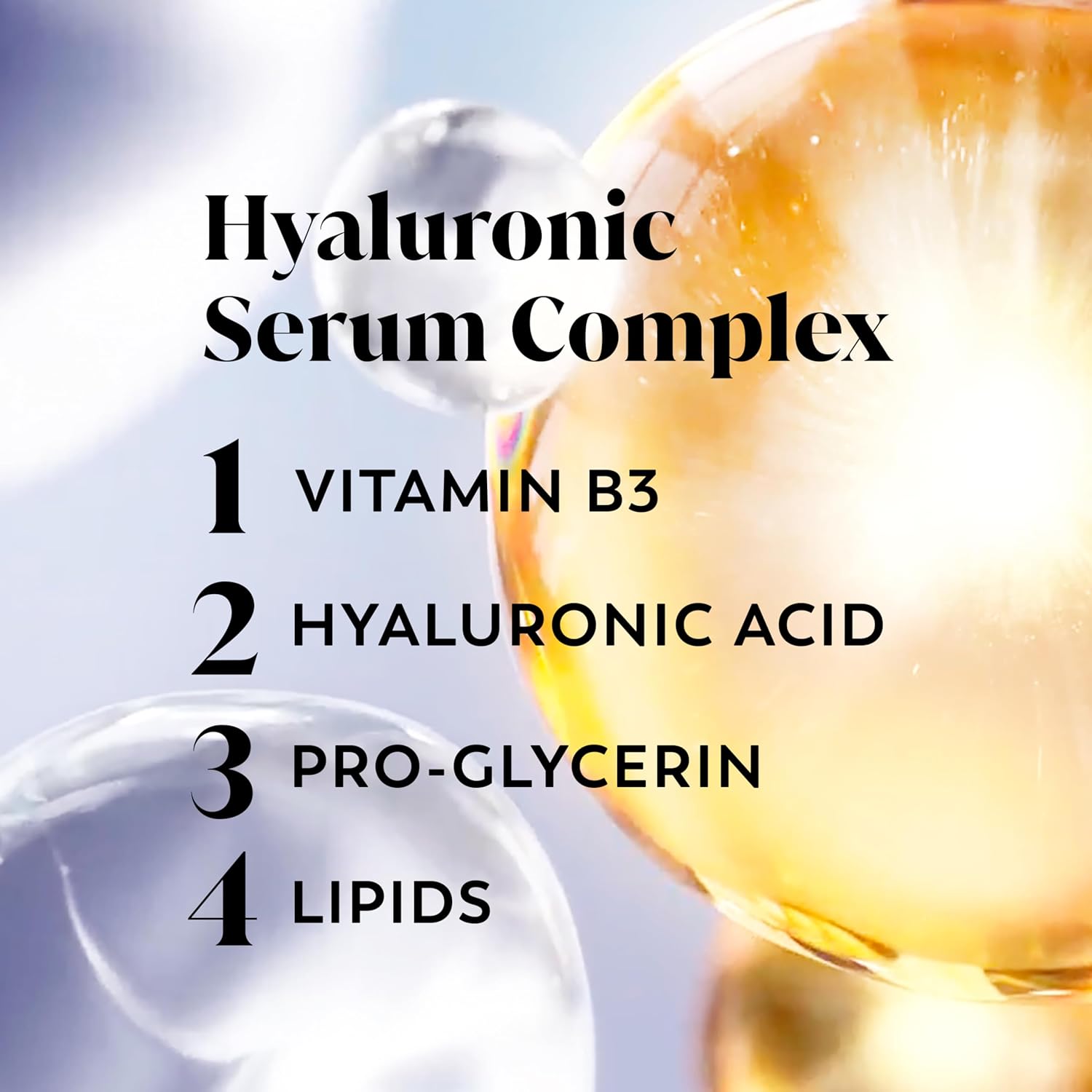 Body wash skincare includes Hyrauluonic serum complex contains vitamin B3, hyraluronic acid, pro-glycerin and lipids