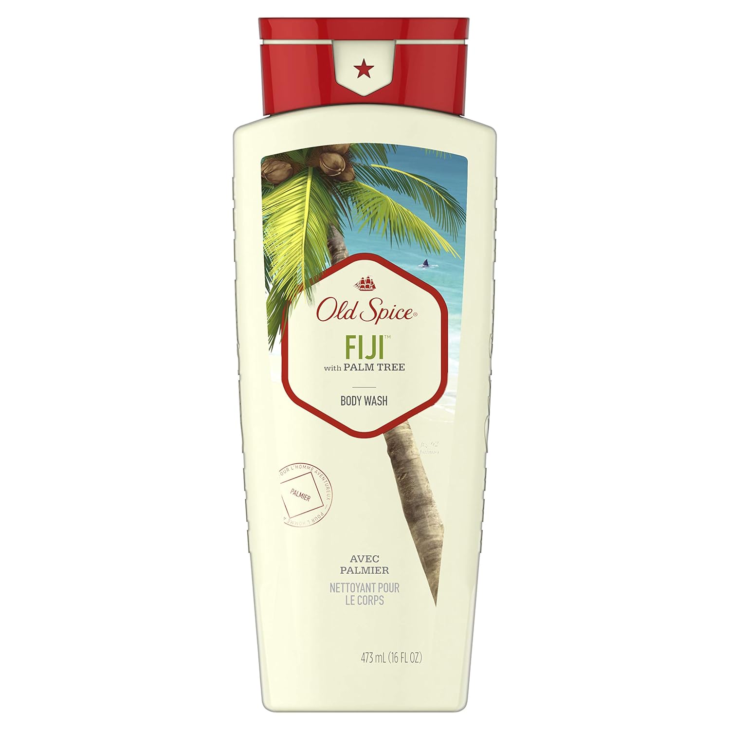 Old Spice Fiji body wash bottle with palm tree - mens body soap