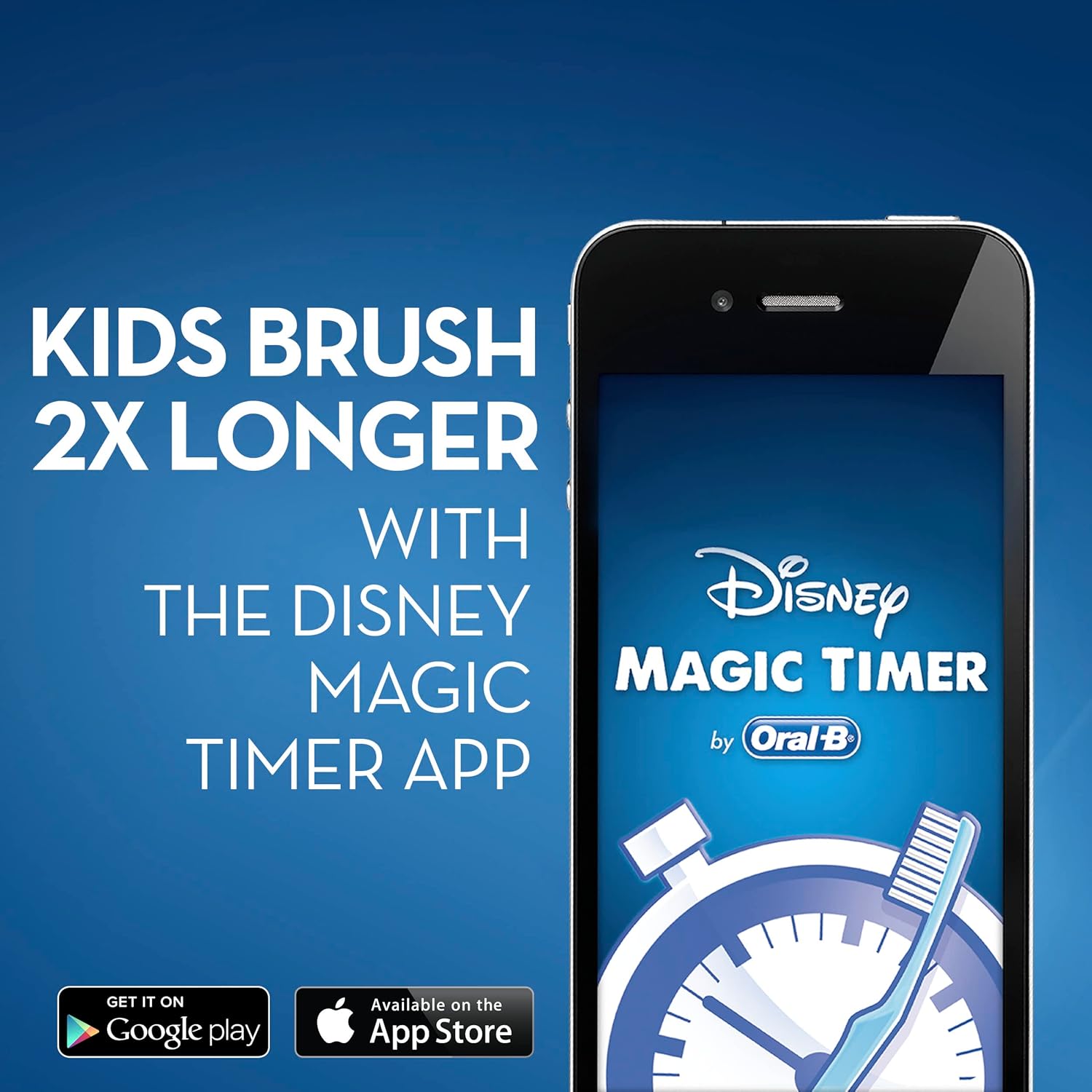 Oral-B kids frozen battery powered toothbrush help kids brush 2x longer with the Disney magic timer app