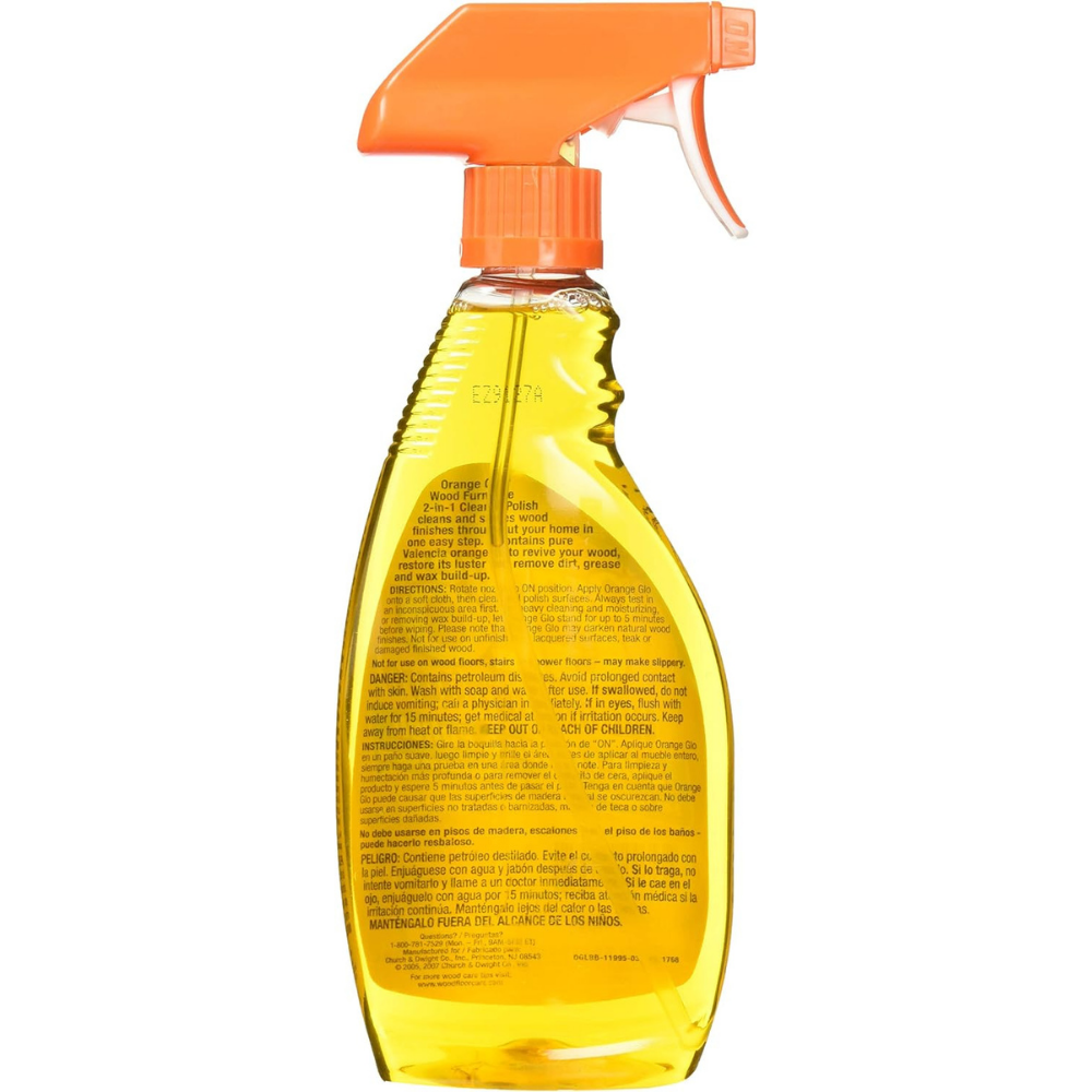Orange glo wood furniture spray (polish & cleaner) back
