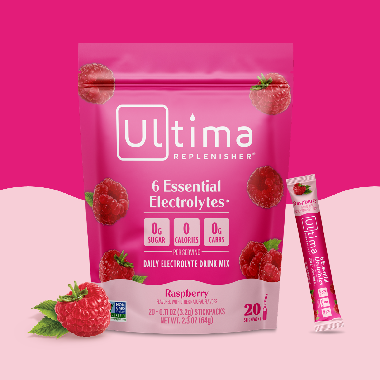 Ultima Replenisher Daily Electrolyte Powder | Raspberry | 20 Stickpacks
