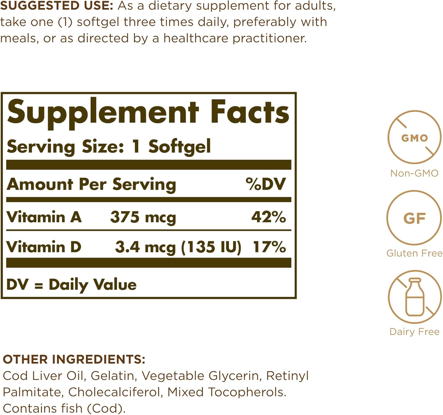Solgar Cod Liver Oil | 100 Softgels