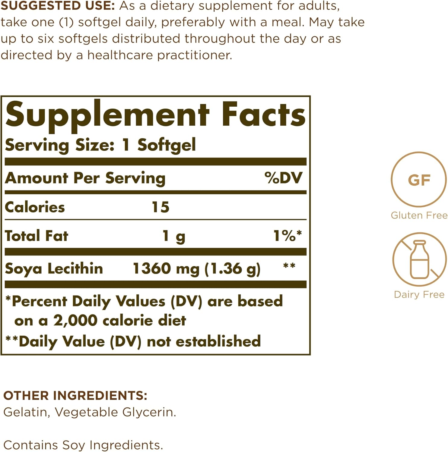Solgar SOYA Lecithin 1360 Mg | 100 Softgels