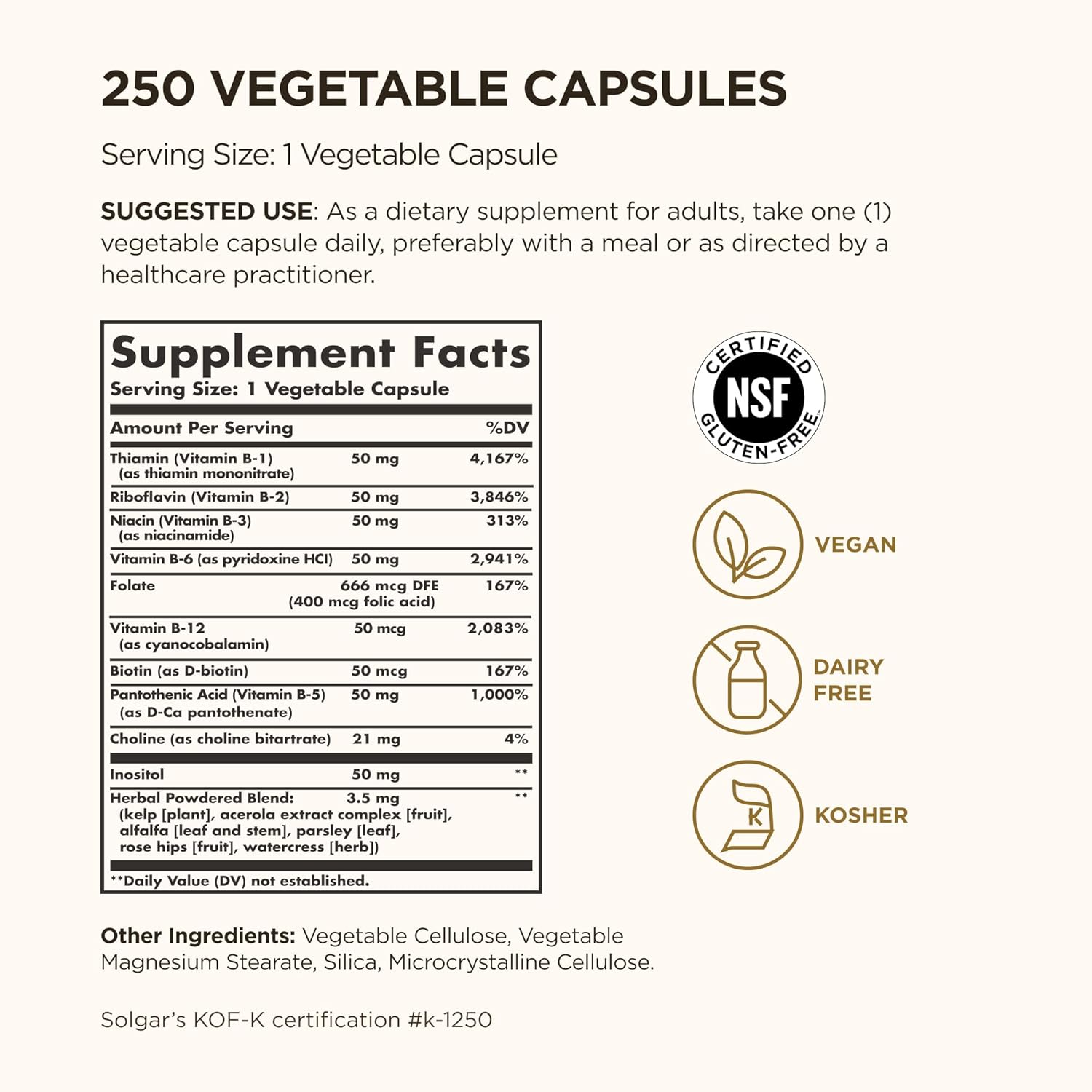 Solgar Vitamin B-Complex 50''  | 250 Vegetable Capsules