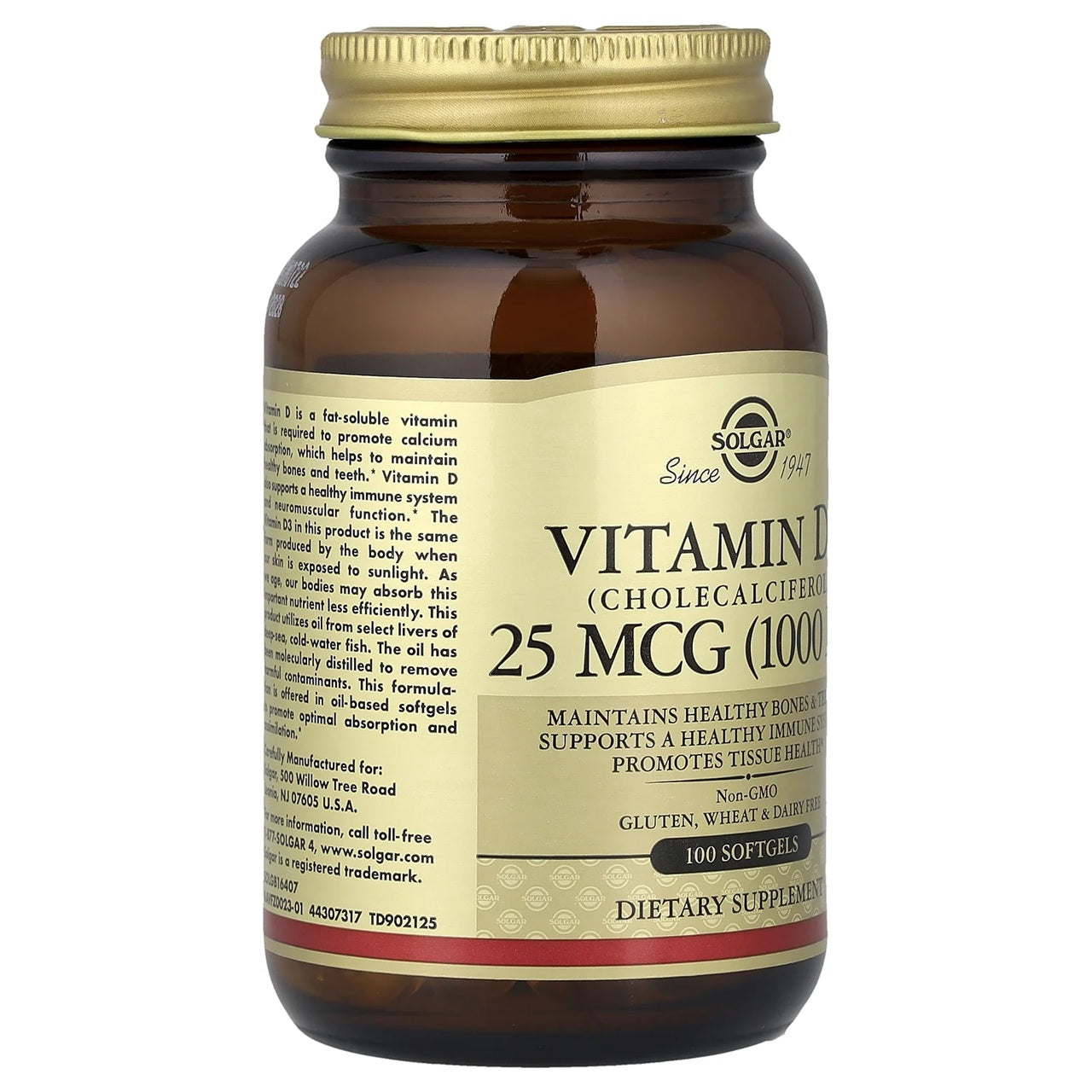 Solgar Vitamin D3 (Cholecalciferol) 25 mCG (1000 IU) | 100 Softgels