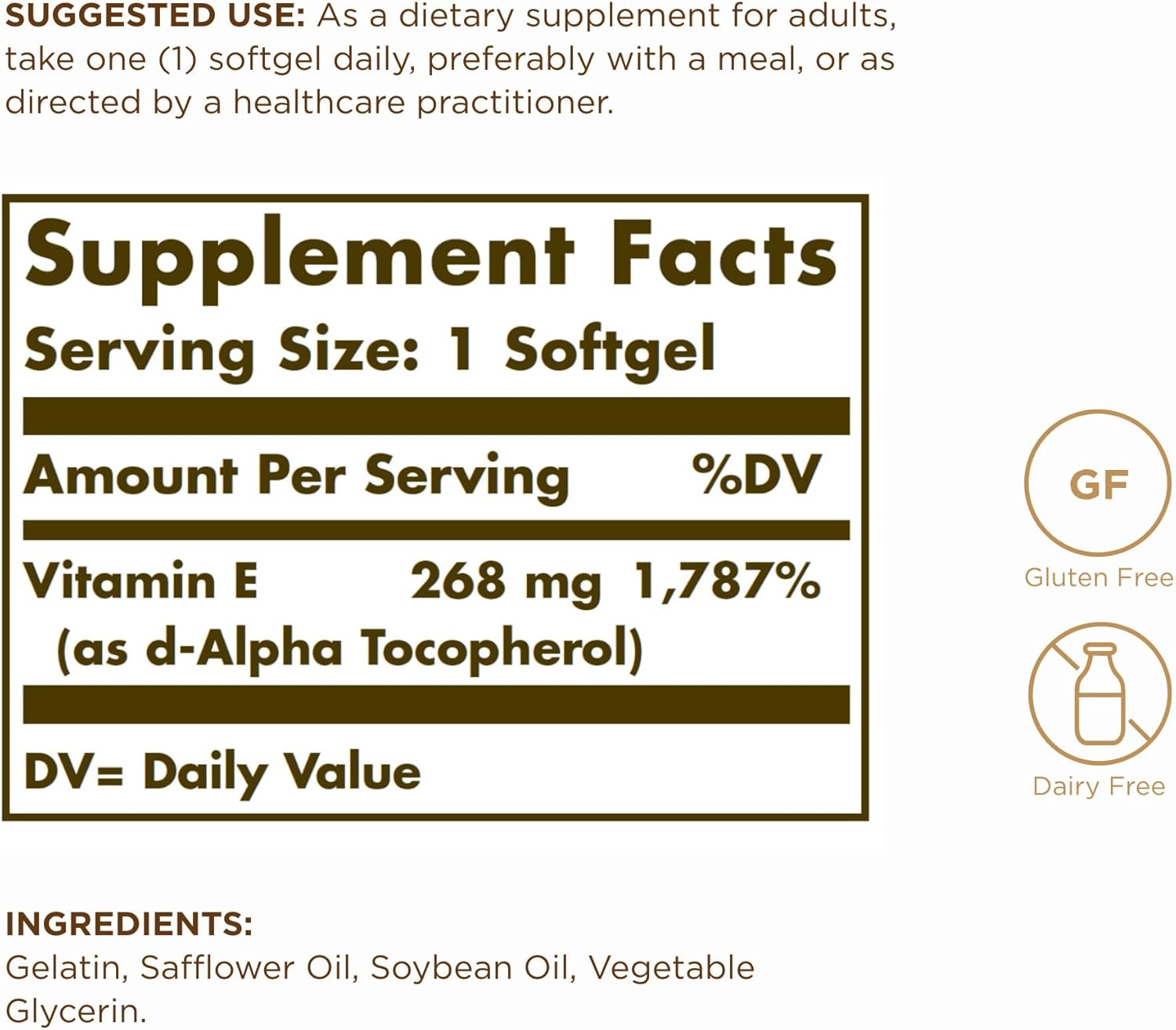 Solgar Vitamin E 268 mg (400 IU) | 100 Softgels