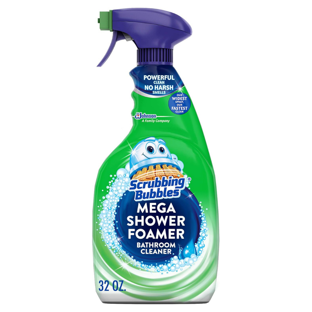 Spray bottle of scrubbing bubbles mega shower foamer bathroom cleaner