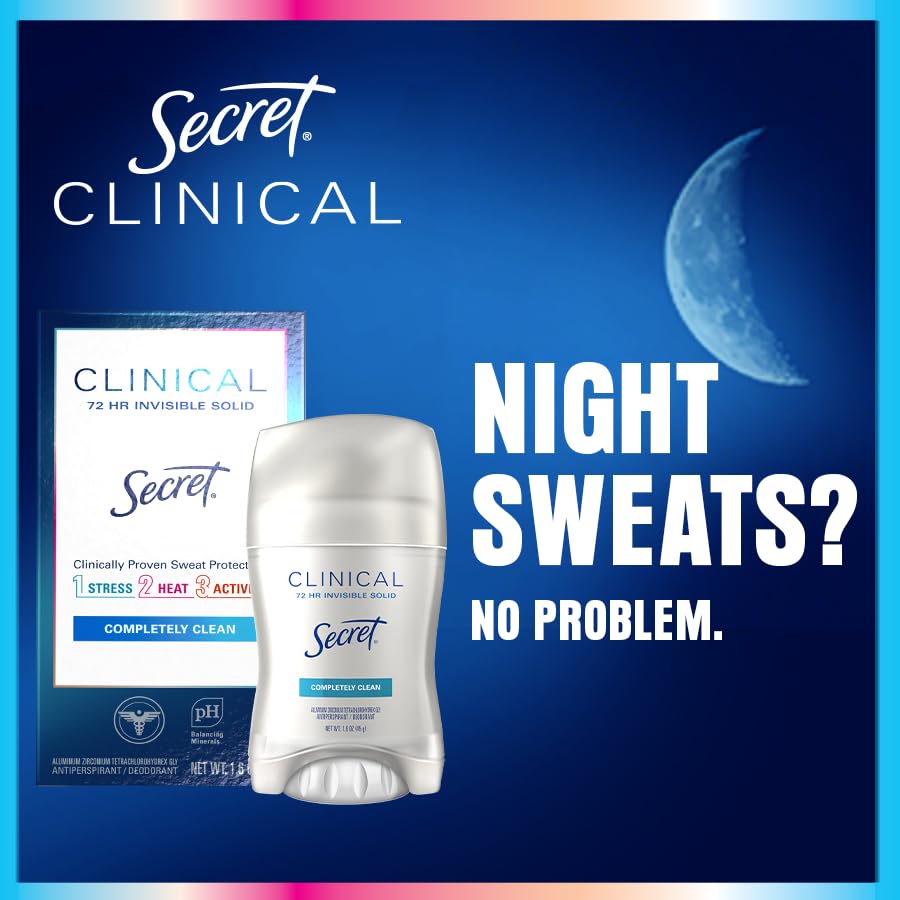 Secret clinical deodorant eliminates night sweats with completely clean antiperspirant stick