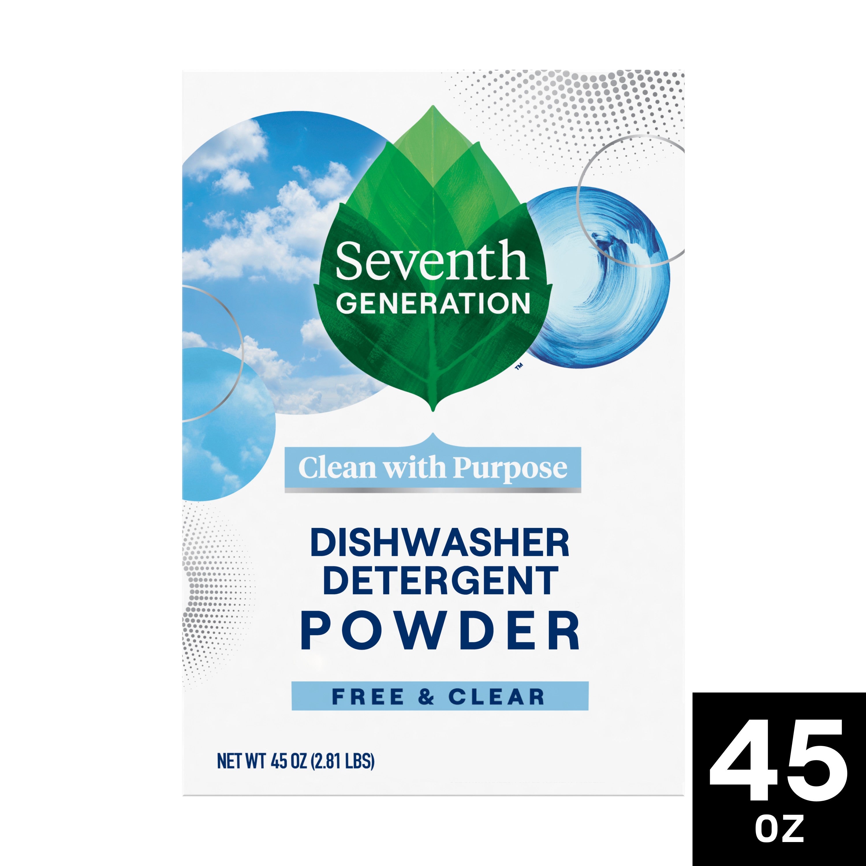 Seventh Generation Automatic Dishwashing Powder | Free & Clear | 45 Oz (1.28 KG)