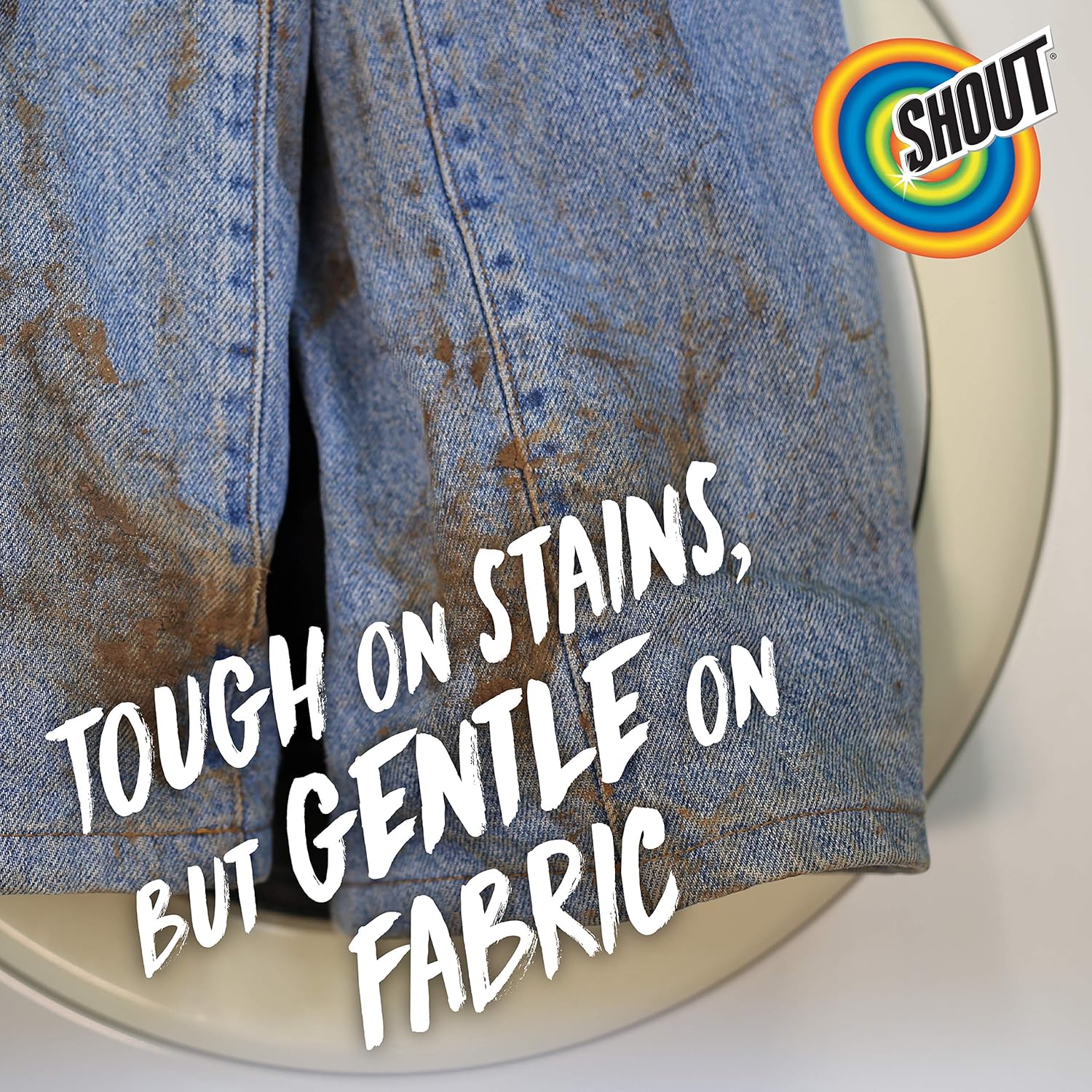Shout laundry stain remover spray is tough on stains but gentle on fabrics. 
