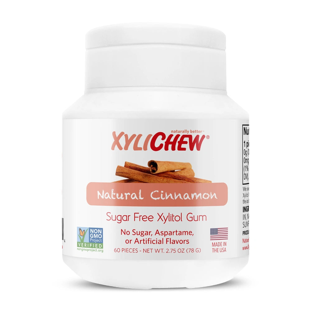 Xylichew 100% Xylitol Chewing Gum Jar - Cinnamon, 60 Count