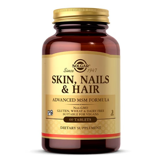 Solgar supplement bottle for healthy skin, nails & hair with advanced MSM formula - kosher supplement for healthier lifestyle. 