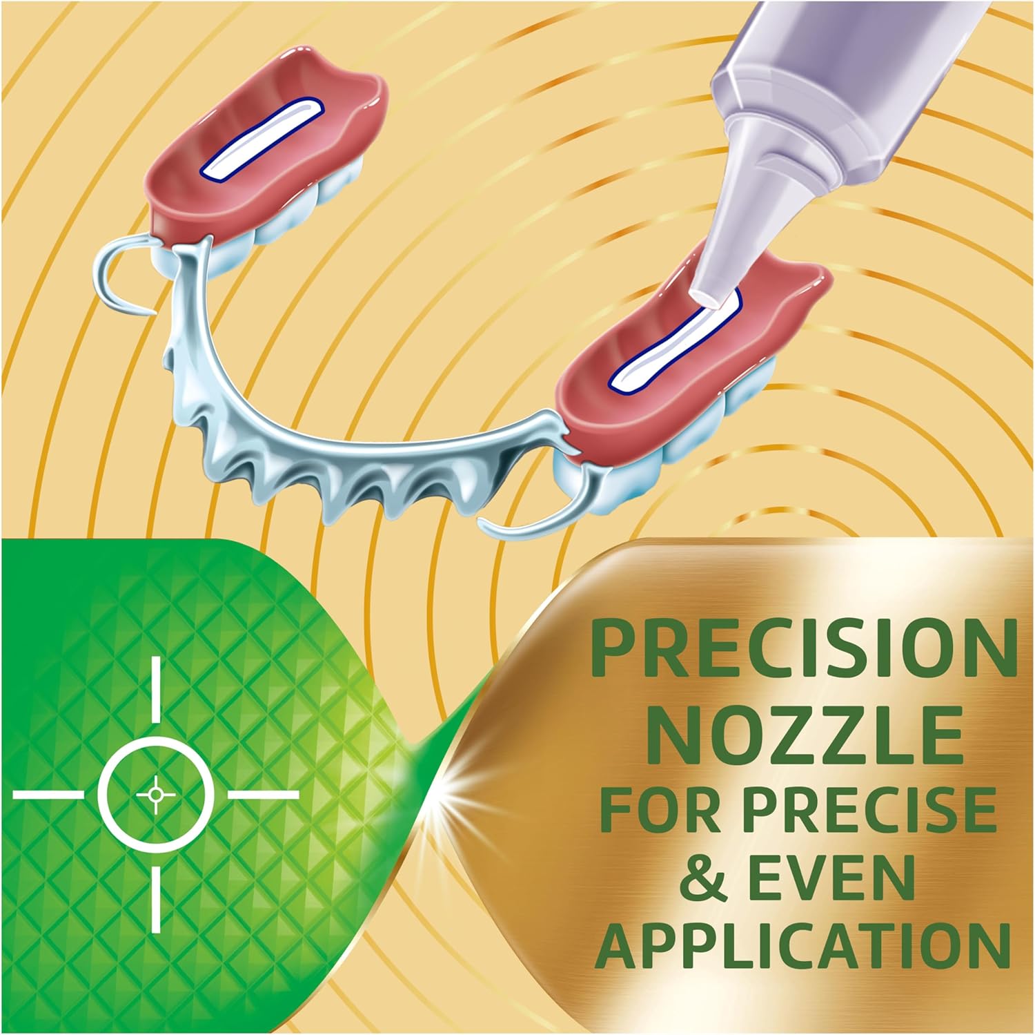 Super Poligrip power max denture adhesive cream comes with a precision nozzle for precise & even application 