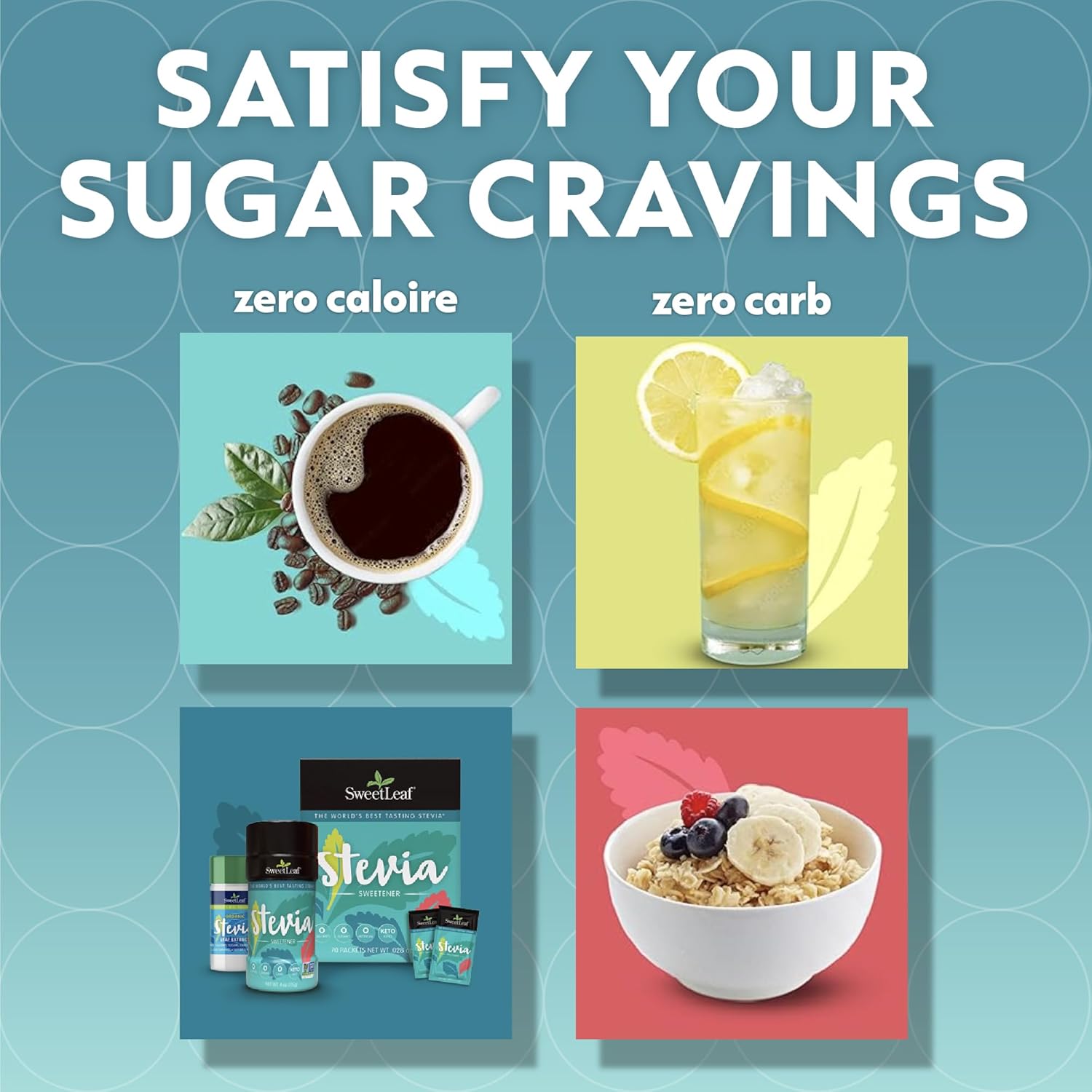 Satisfy your sugar cravings with zero calories, zero carb stevia sweetener. 