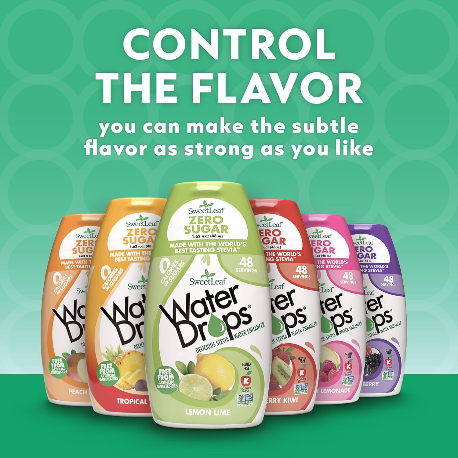 SweetLead zero sugar kosher water enhancer allows you to control the flavour - you can make the subtle favor as strong as you like. 
