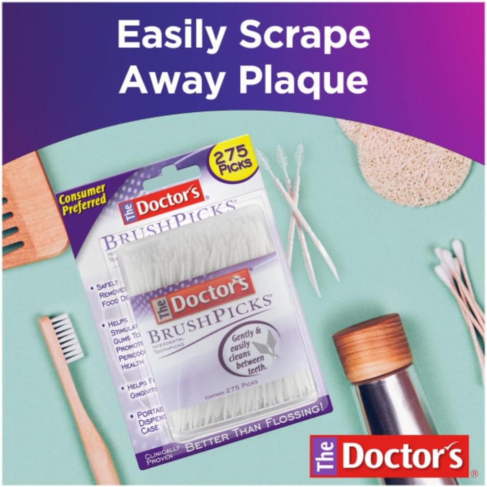 The Doctors BrushPicks interdental toothpicks easily scrapes away plaque