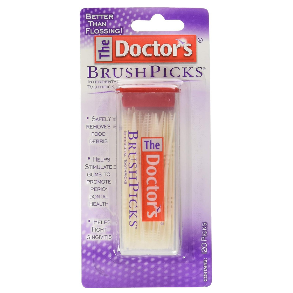 Pack of The Doctor's BrushPicks interdental toothpicks to help promote dental health