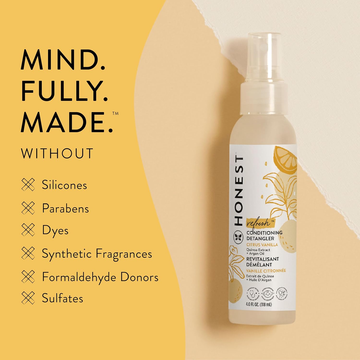 Honest Company detangler spray free of slickness, dyes, sulfates and more