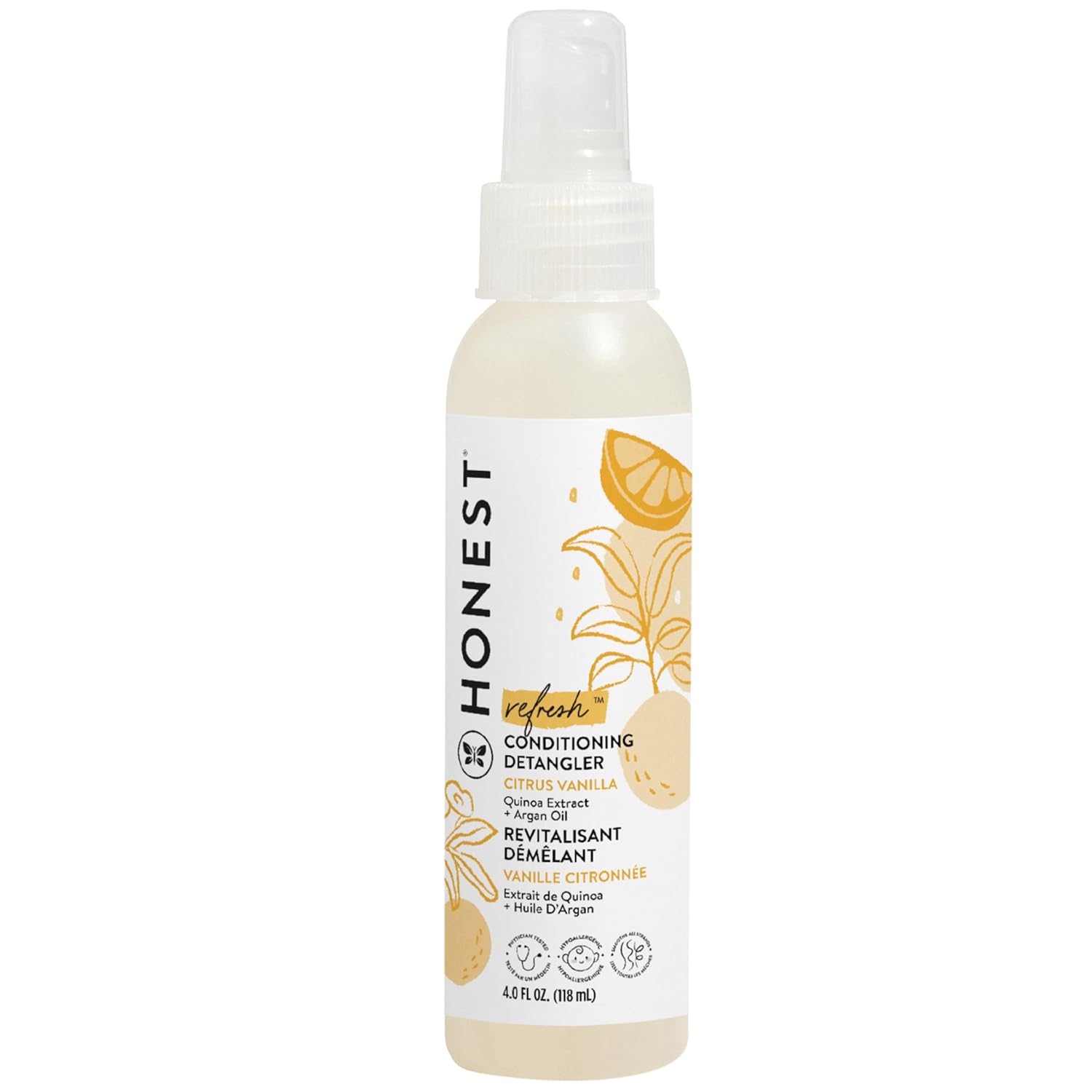 Honest Company conditioning detangler bottle in sweet citrus vanilla flavour ro refresh haircare