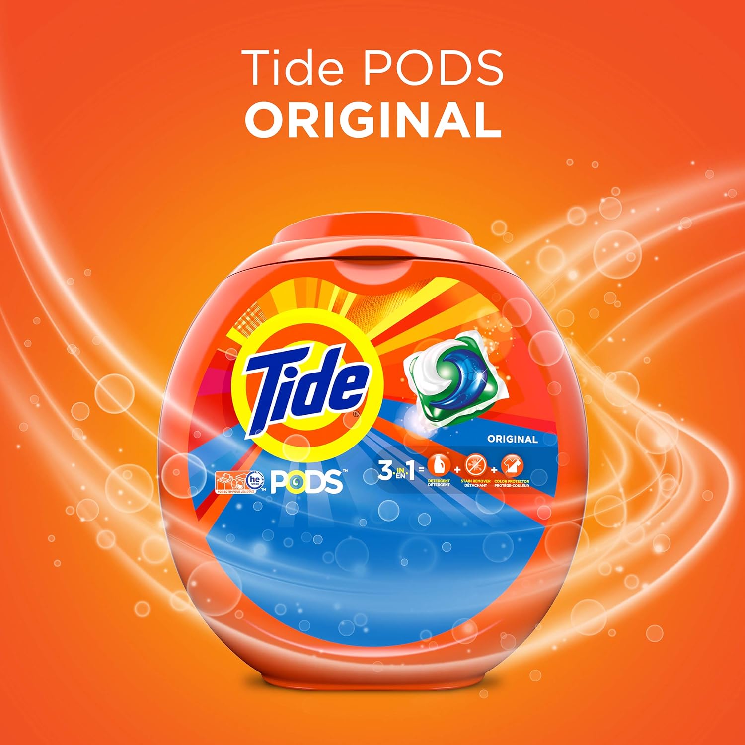 Tide laundry detergent pods - original, 3 in 1 stain removal. 