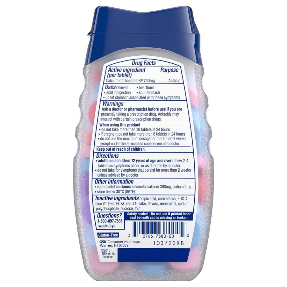 TUMS Extra Strength Chewable Antacid Tablets - Assorted Berries, 70 Count