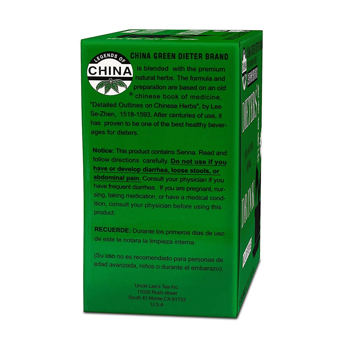 Uncle Lees china green dieter brand weight loss tea bags