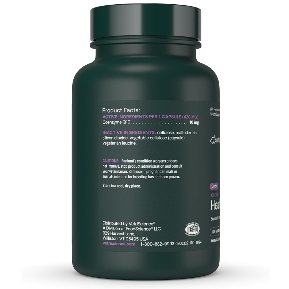 VetriScience Laboratories product facts with Coenzymes Q10 active ingredients 