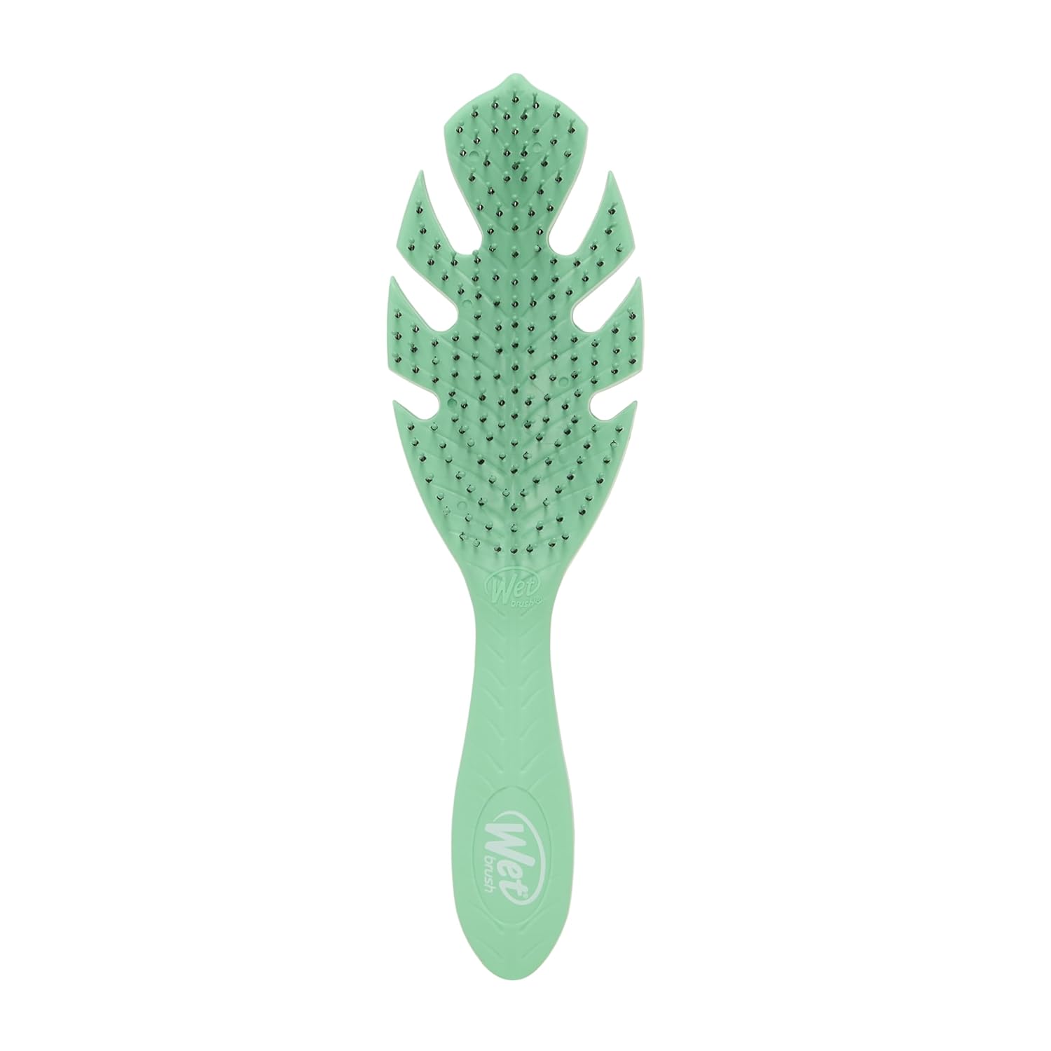 Green Wet brush go green hair detangler hairbrush with leaf cut-out design
