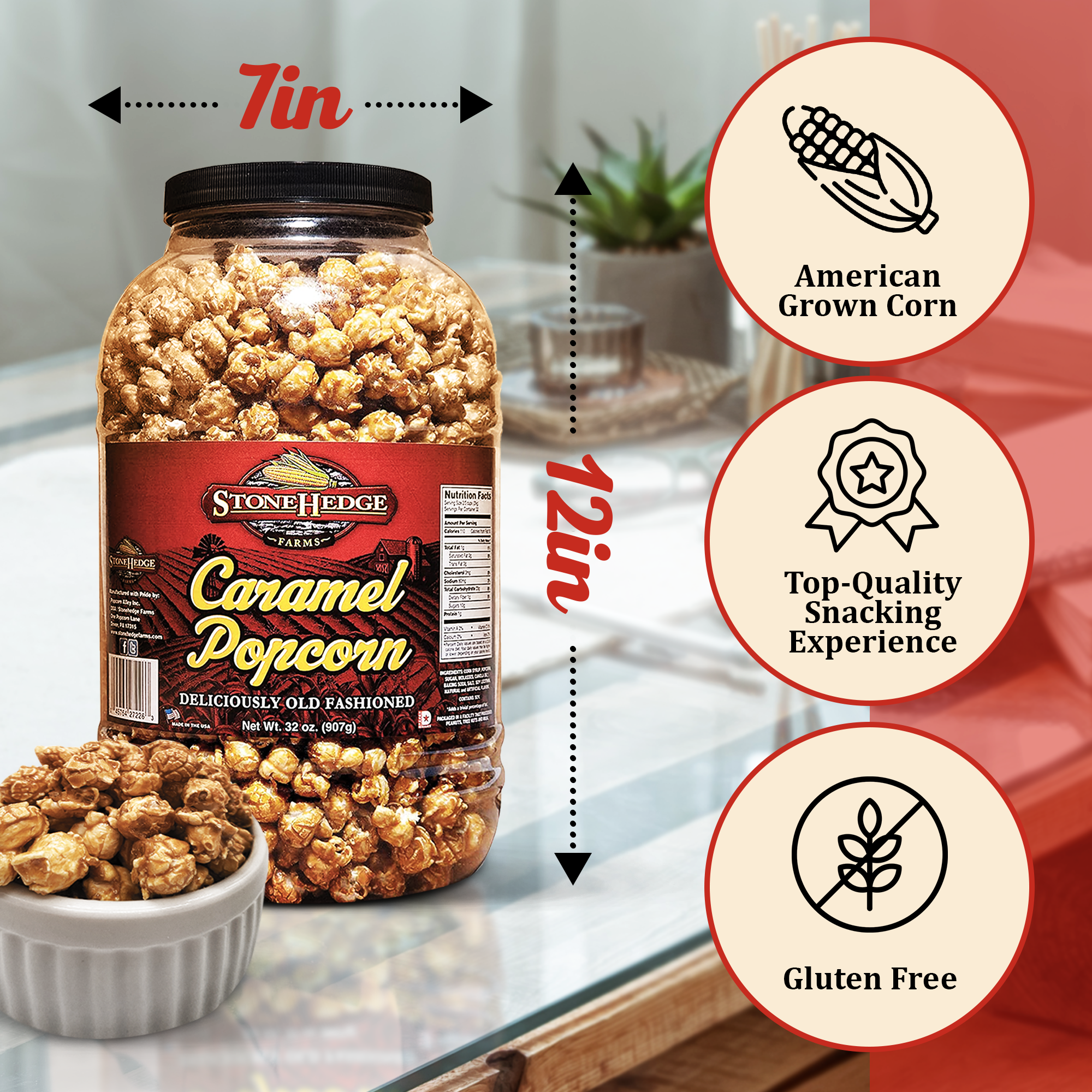 Stonehedge Farms Caramel Flavored Popcorn | 32 Oz (907 g)