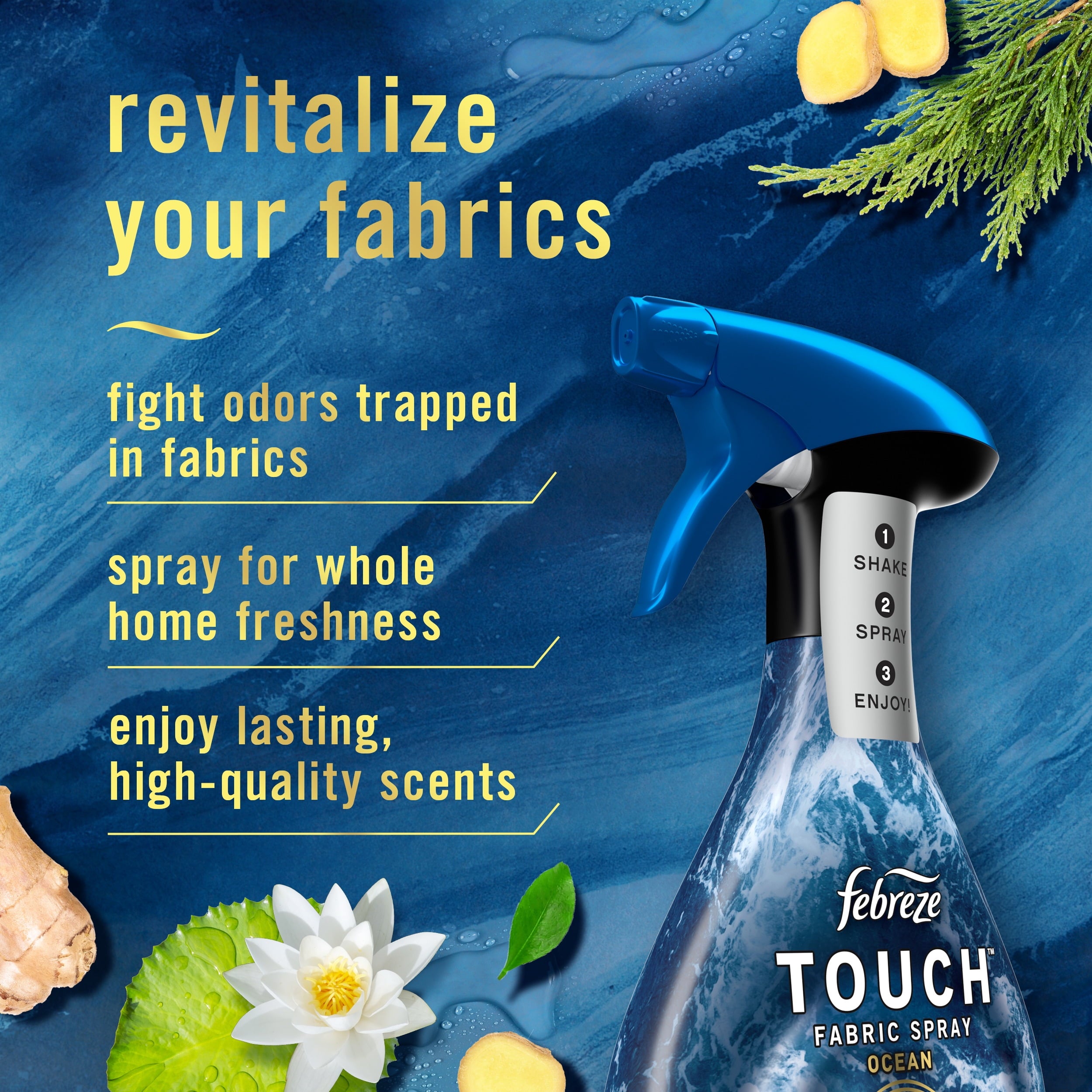 Febreze Touch Fabric Spray, Ocean Scent, 16.9 Oz (500 ml)