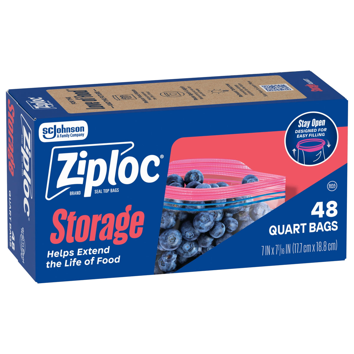 Ziploc Storage Bags 1 Qt | Clear | 48/Box