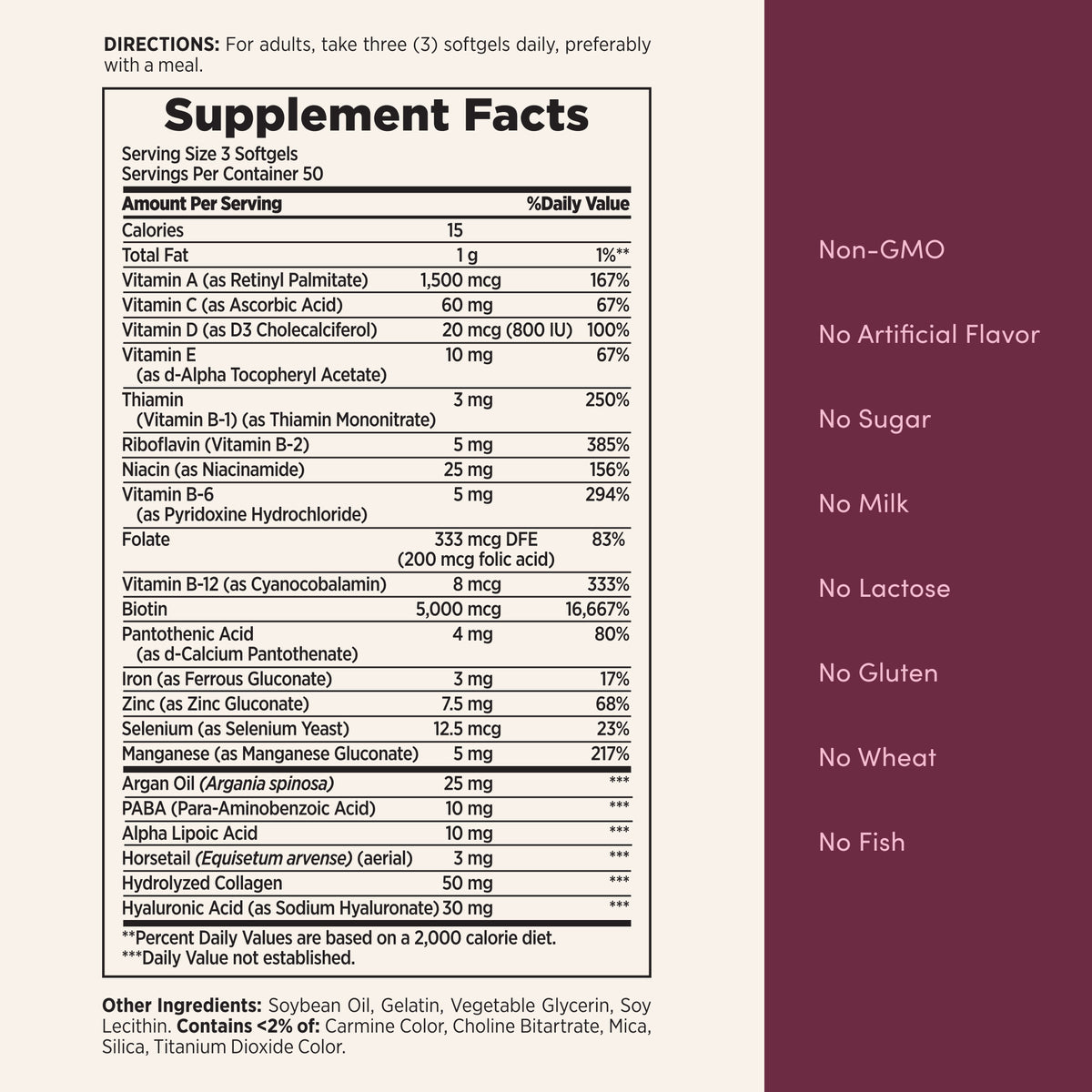 Nature's Bounty Optimal Solutions Advanced Hair, Skin and Nail Biotin & Vitamins A, C, & E | 150 Softgels