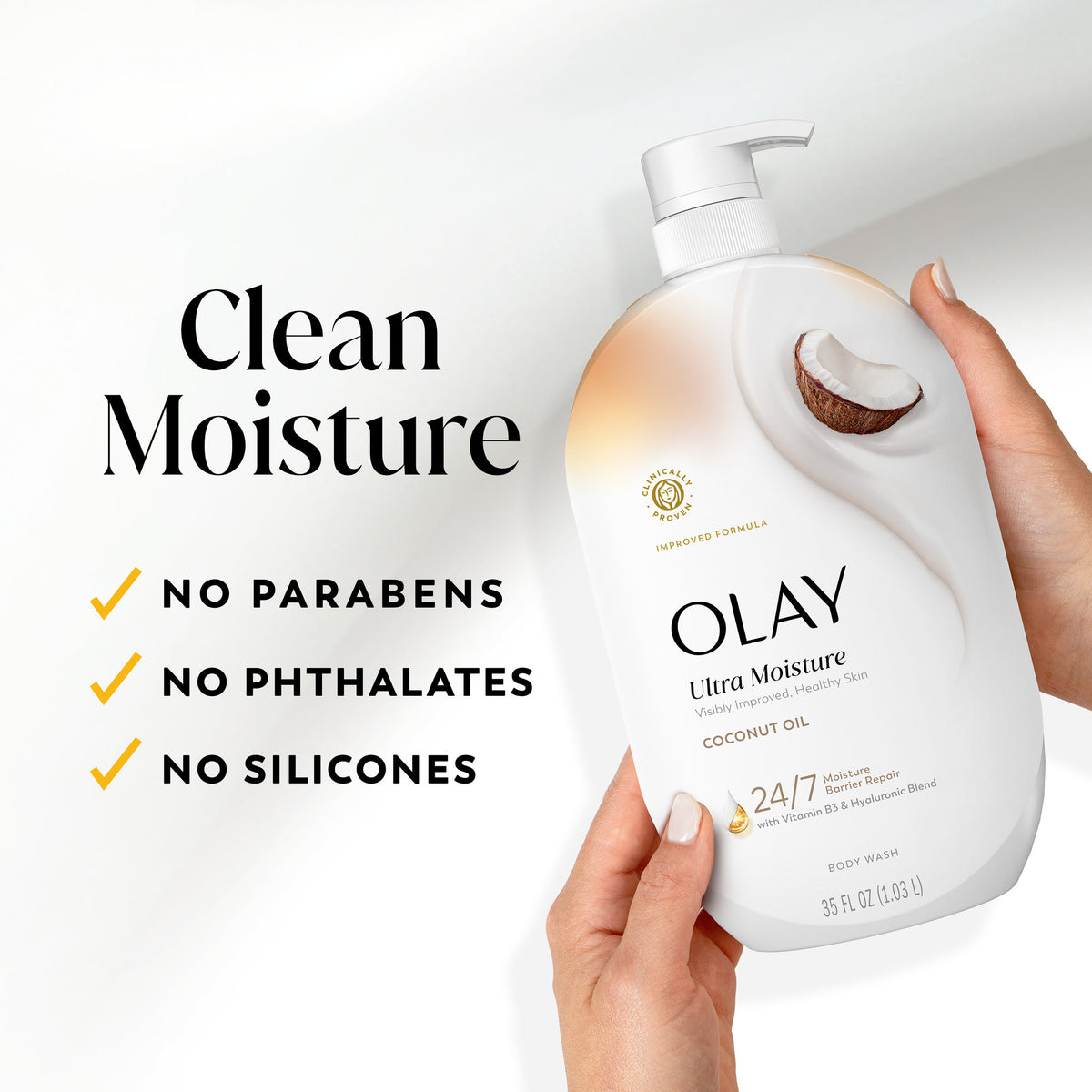Olay Body Wash | Coconut Oil Scent | 35 Oz (1.03 L)