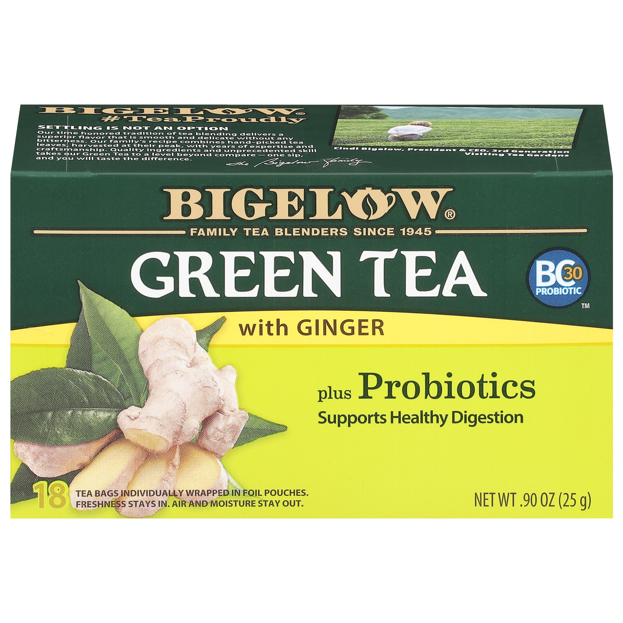 Bigelow Green Tea with Ginger Plus Probiotics | 18 Tea Bags