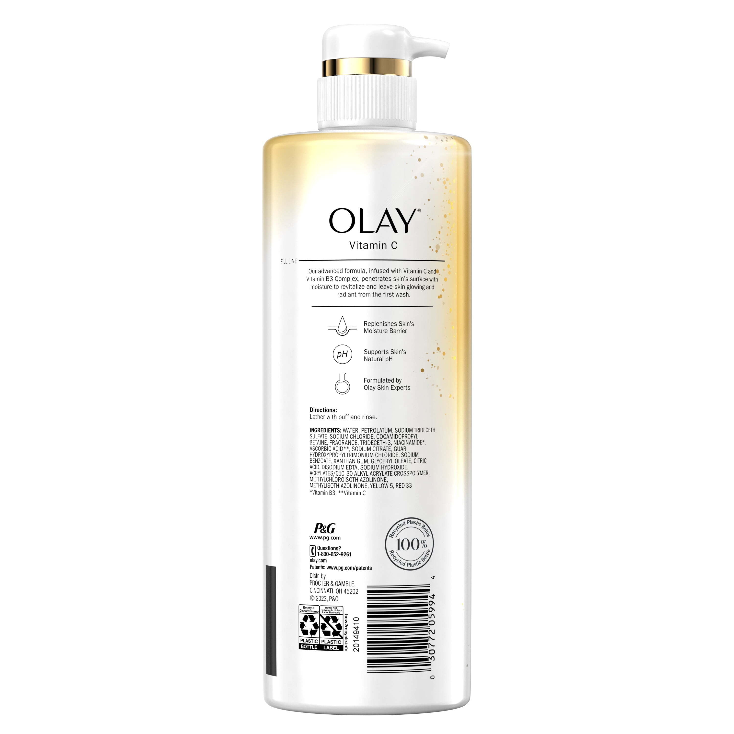 Olay Body Wash with Vitamin C and Vitamin B3, Cleansing & Revitalizing | 20 Oz | Pack of 4