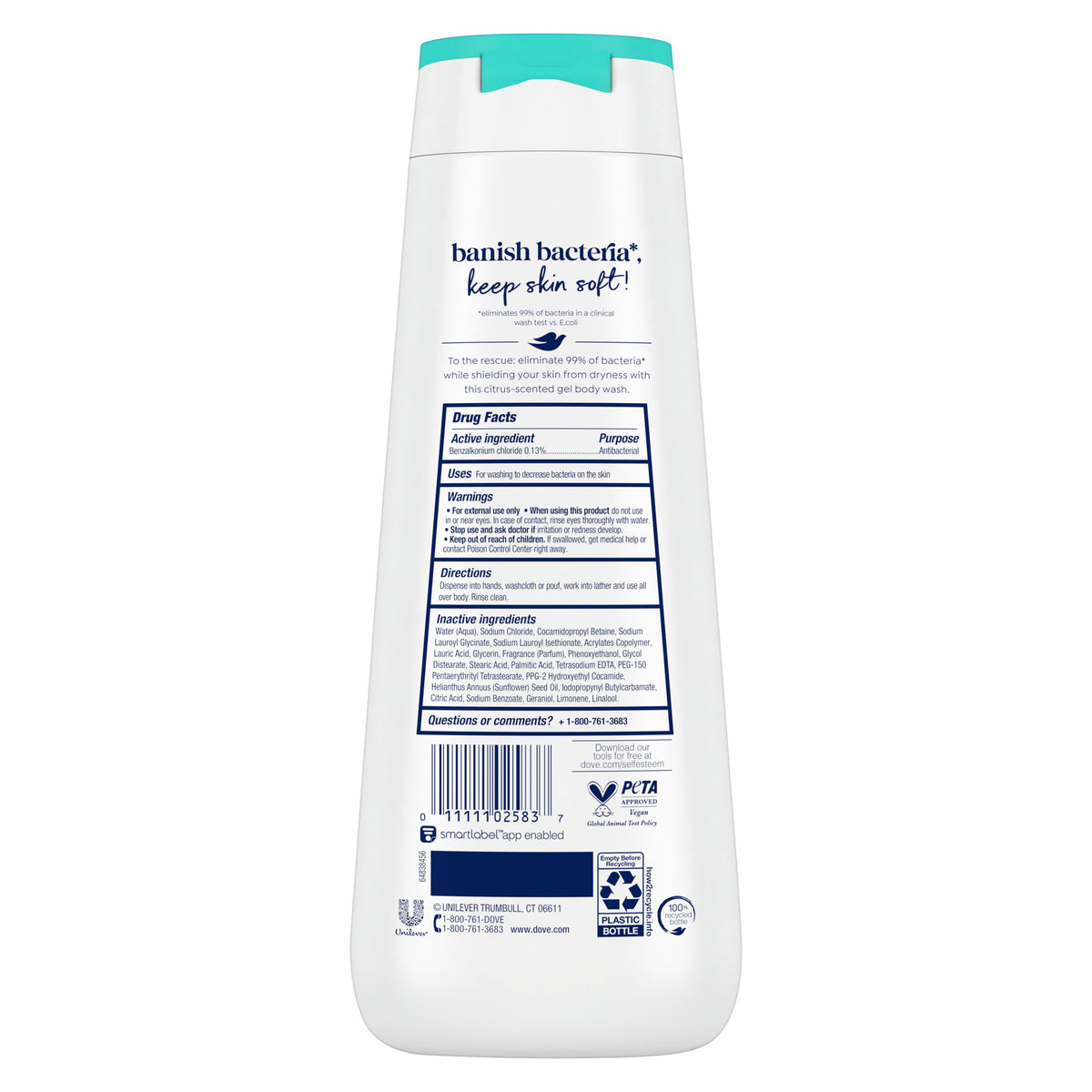 Dove antibacterial Body Wash | 20 Oz (591 ml)