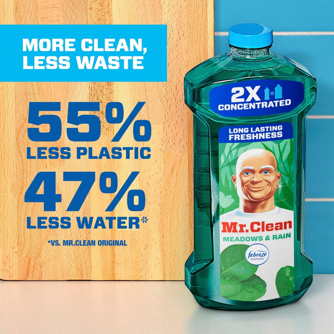 Mr. Clean 2 x Concentrated Multi Surface Cleaner with Febreze Meadows & Rain | 41 Oz (1.21 L)