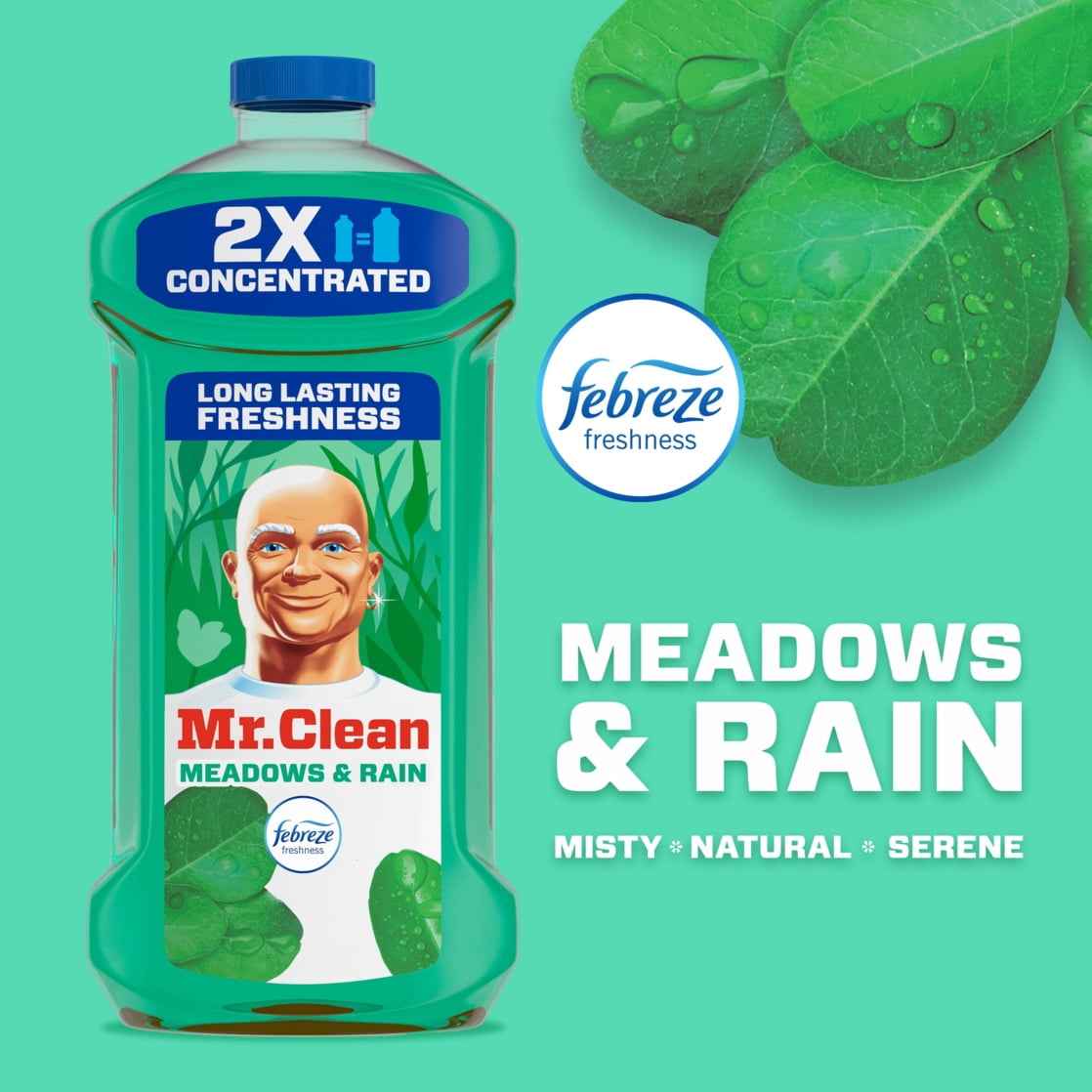 Mr. Clean 2 x Concentrated Multi Surface Cleaner with Febreze Meadows & Rain | 41 Oz (1.21 L)