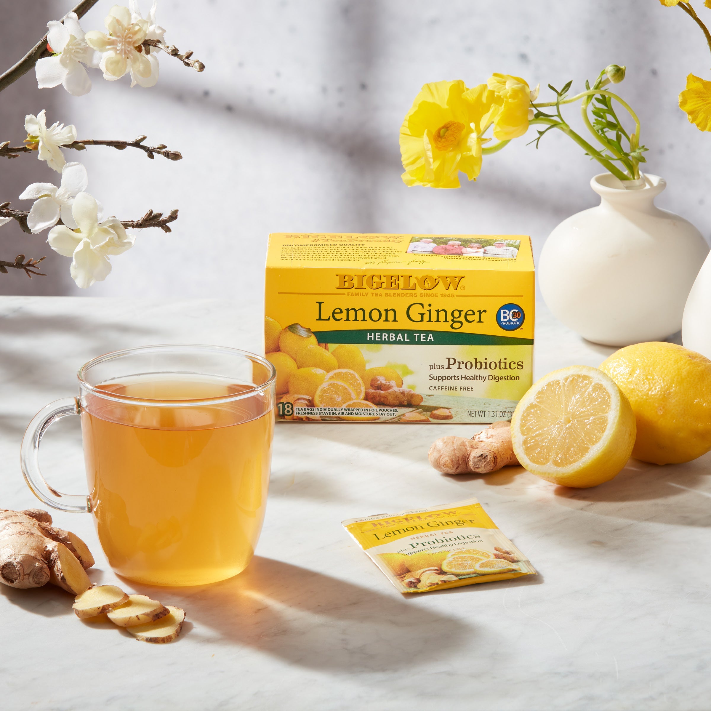 Bigelow Lemon Ginger Herbal Tea | 18 Tea Bags